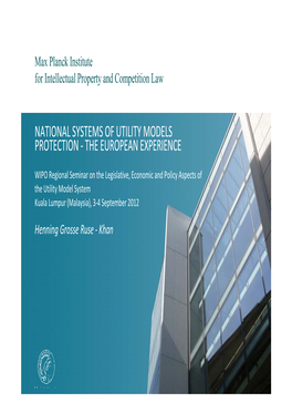 National Systems of Utility Models Protection - the European Experience