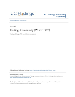 Hastings Community (Winter 1997) Hastings College of the Law Alumni Association