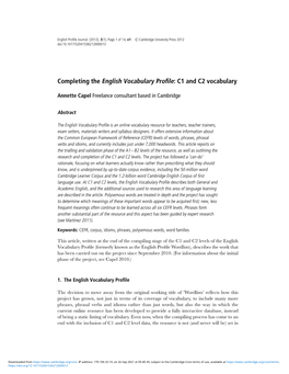 Completing the English Vocabulary Profile: C1 and C2 Vocabulary Page 3 of 14