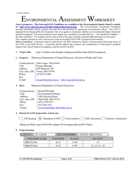 Lake Vermilion and Soudan Underground Mine State Park Development