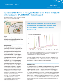 Separation and Detection of TCA Cycle Metabolites and Related Compounds in Human Urine by UPLC-MS/MS for Clinical Research