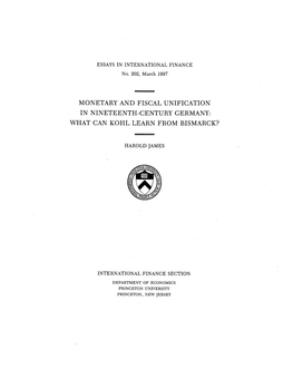 Monetary and Fiscal Unification in Nineteenth-Century Germany : What Can Kohl Learn from Bismarck? / Harold James