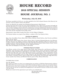 House Journal No. 1