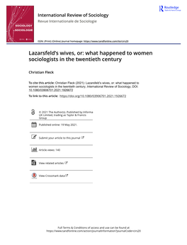 What Happened to Women Sociologists in the Twentieth Century