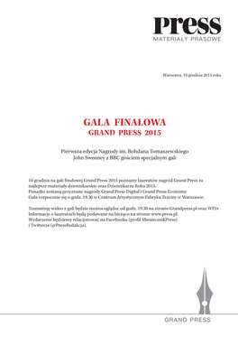 Gala Finałowa Grand Press 2015