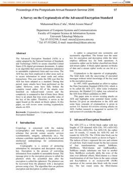 A Survey on the Cryptanalysis of the Advanced Encryption Standard