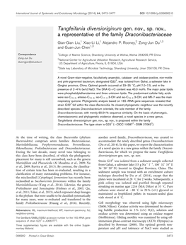 Tangfeifania Diversioriginum Gen. Nov., Sp. Nov., a Representative of the Family Draconibacteriaceae