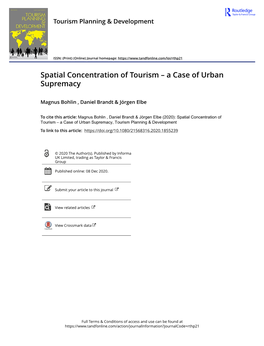 Spatial Concentration of Tourism – a Case of Urban Supremacy