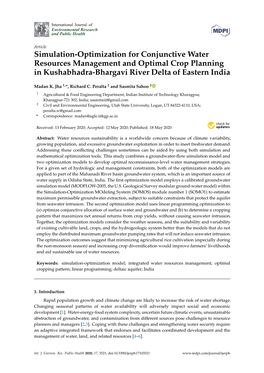 Simulation-Optimization for Conjunctive Water Resources Management and Optimal Crop Planning in Kushabhadra-Bhargavi River Delta of Eastern India