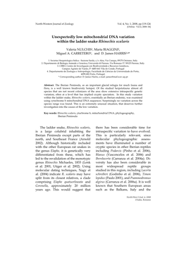 Unexpectedly Low Mitochondrial DNA Variation Within the Ladder Snake Rhinechis Scalaris