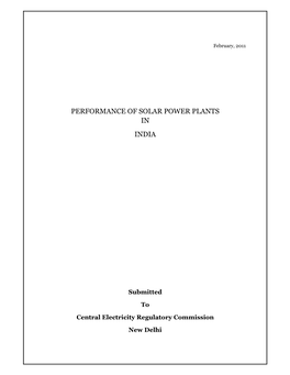 Study Report on Performance of Solar Power Plants in INDIA