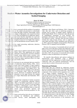 Shallow-Water Acoustics Investigations for Underwater Detection and Seabed Imaging