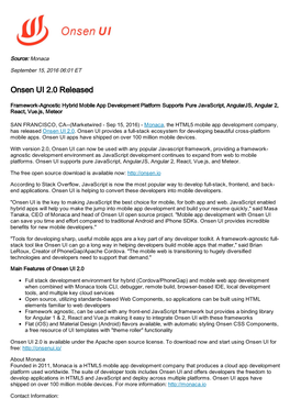 Onsen UI 2.0 Released