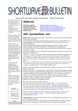 SWB-Info QSL, Kommentarer