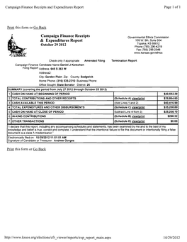 Campaign Finance Receipts & Expenditures Report