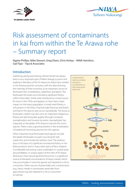 Risk Assessment of Contaminants in Kai from Within the Te Arawa Rohe – Summary Report