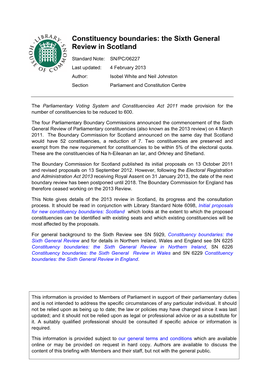 Constituency Boundaries: the Sixth General Review in Scotland