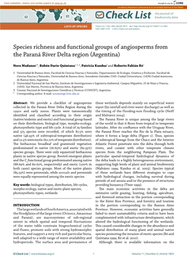 Check List Lists of Species Check List 11(6): 1803, Month 2015 Doi: ISSN 1809-127X © 2015 Check List and Authors