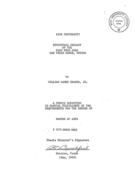 Structural Geology of the Gass Peak Area Las Vegas Range, Nevada