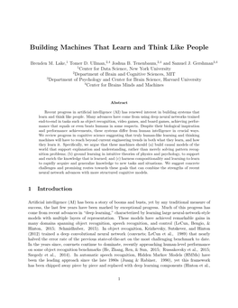 Building Machines That Learn and Think Like People