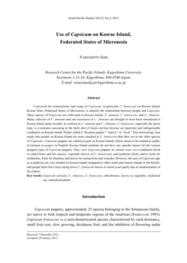 Use of Capsicum on Kosrae Island, Federated States of Micronesia