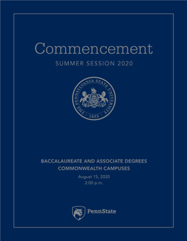 BACCALAUREATE and ASSOCIATE DEGREES COMMONWEALTH CAMPUSES August 15, 2020 2:00 P.M