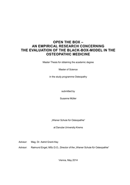 Master Thesis for Obtaining the Academic Degree