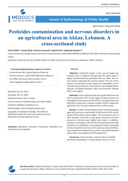 Pesticides Contamination and Nervous Disorders in an Agricultural Area in Akkar, Lebanon