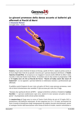 Le Giovani Promesse Della Danza Accanto Ai Ballerini Già Affermati Ai