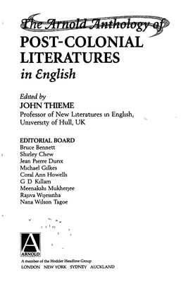 POST-COLONIAL LITERATURES in English