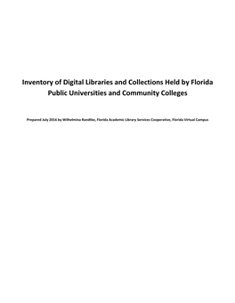 Inventory of Digital Libraries and Collections Held by Florida Public Universities and Community Colleges