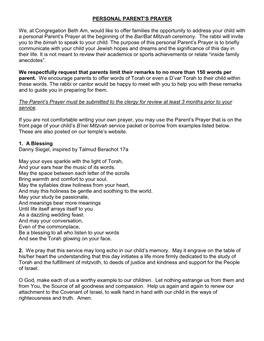 Parent's Prayer Guidelines