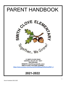 2021-2022 Smith Clove Elementary Parent Handbook
