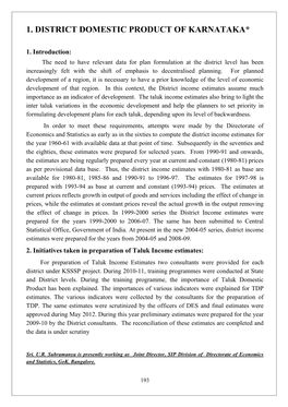 1. District Domestic Product of Karnataka*