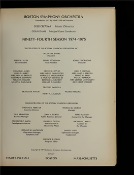 Boston Symphony Orchestra Concert Programs, Season 94, 1974
