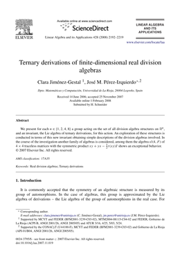 Ternary Derivations of Finite-Dimensional Real Division