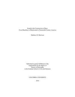 Sound in the Construction of Race: from Blackface to Blacksound in Nineteenth-Century America