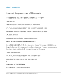 Lives of the Governors of Minnesota