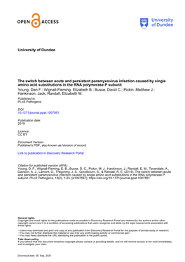 The Switch Between Acute and Persistent Paramyxovirus Infection