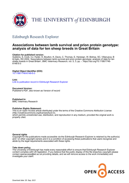 Associations Between Lamb Survival and Prion Protein Genotype: Analysis of Data for Ten Sheep Breeds in Great Britain