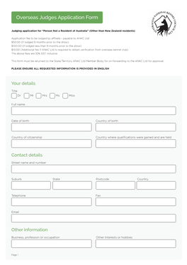 Overseas Judges Application Form N C a O