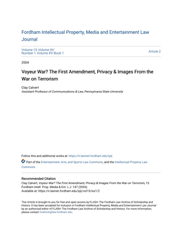 The First Amendment, Privacy & Images from the War on Terrorism