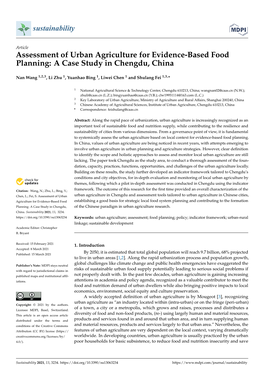 Assessment of Urban Agriculture for Evidence-Based Food Planning: a Case Study in Chengdu, China