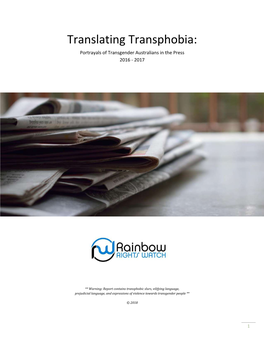 Translating Transphobia: Portrayals of Transgender Australians in the Press 2016 - 2017