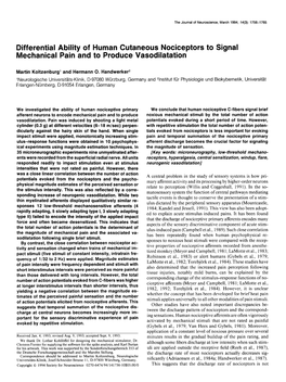 Differential Ability of Human Cutaneous Nociceptors Mechanical