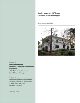 Bundy House, 401 25Th Street Landmark Assessment Report