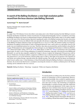 In Search of the Bølling-Oscillation: a New High Resolution Pollen Record