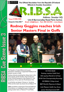 Rodney Goggins Reaches Irish Senior Masters Final in Goffs