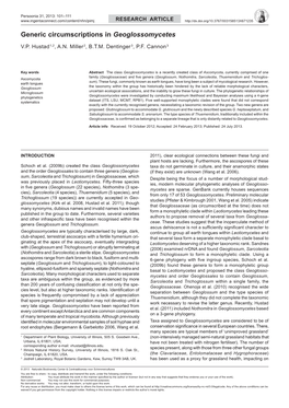 Generic Circumscriptions in Geoglossomycetes