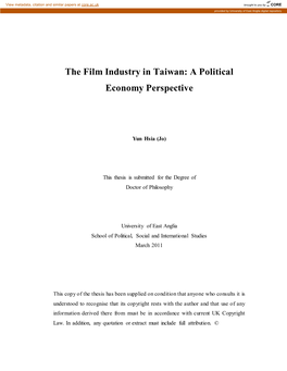 The Film Industry in Taiwan: a Political Economy Perspective